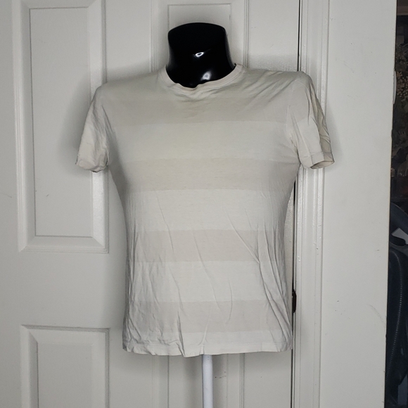🤯3/$12 Banana Republic Cream Striped Shirt Small